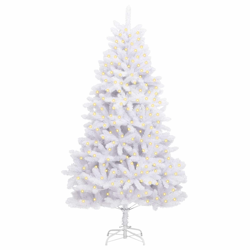 Sztuczna choinka z 300 diodami LED Biały 270 cm PVC i Metal