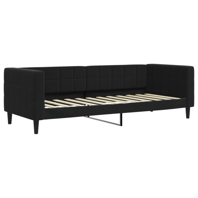 Sofa rozsuwana z szufladami, czarna, 80x200 cm, aksamit