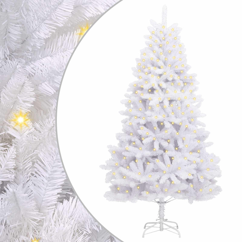 Sztuczna choinka z 300 diodami LED Biały 300 cm PVC i Metal