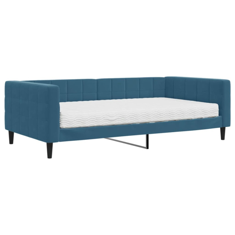 Sofa z materacem do spania, niebieska, 100x200 cm, aksamit