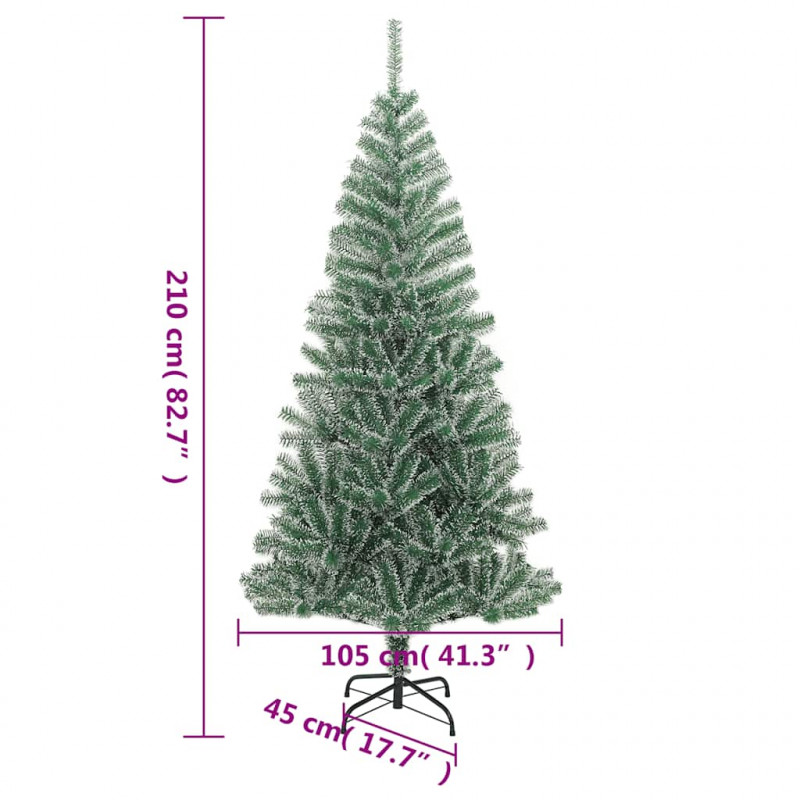 Sztuczna choinka z 300 LED, bombkami i śniegiem, 210 cm