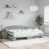 Sofa rozsuwana z materacami, jasnoszara, 80x200 cm, aksamit