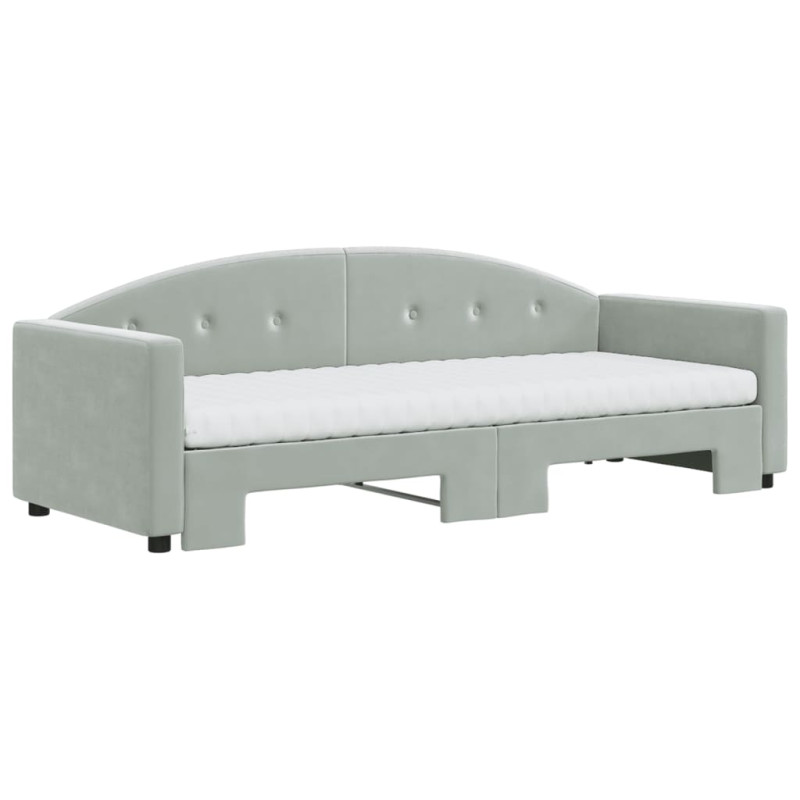Sofa rozsuwana z materacami, jasnoszara, 80x200 cm, aksamit