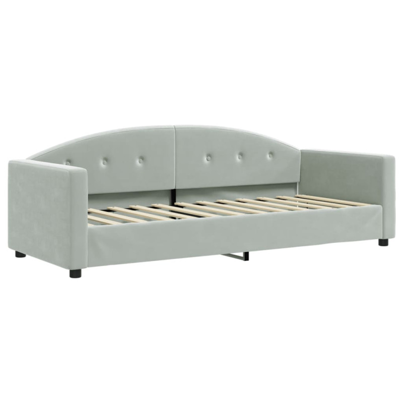 Sofa rozsuwana z materacami, jasnoszara, 80x200 cm, aksamit