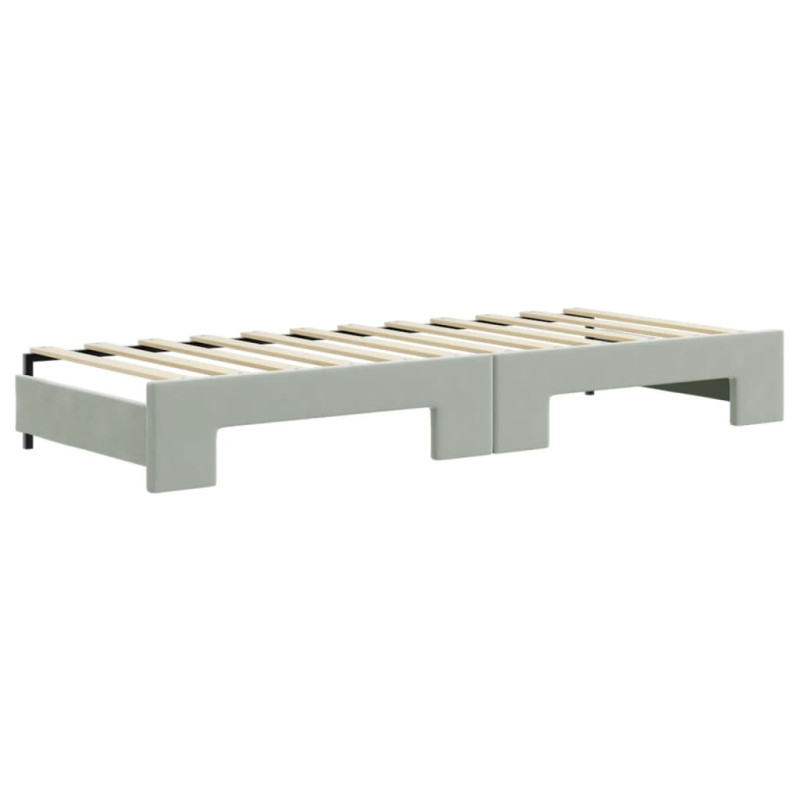 Sofa rozsuwana z materacami, jasnoszara, 80x200 cm, aksamit