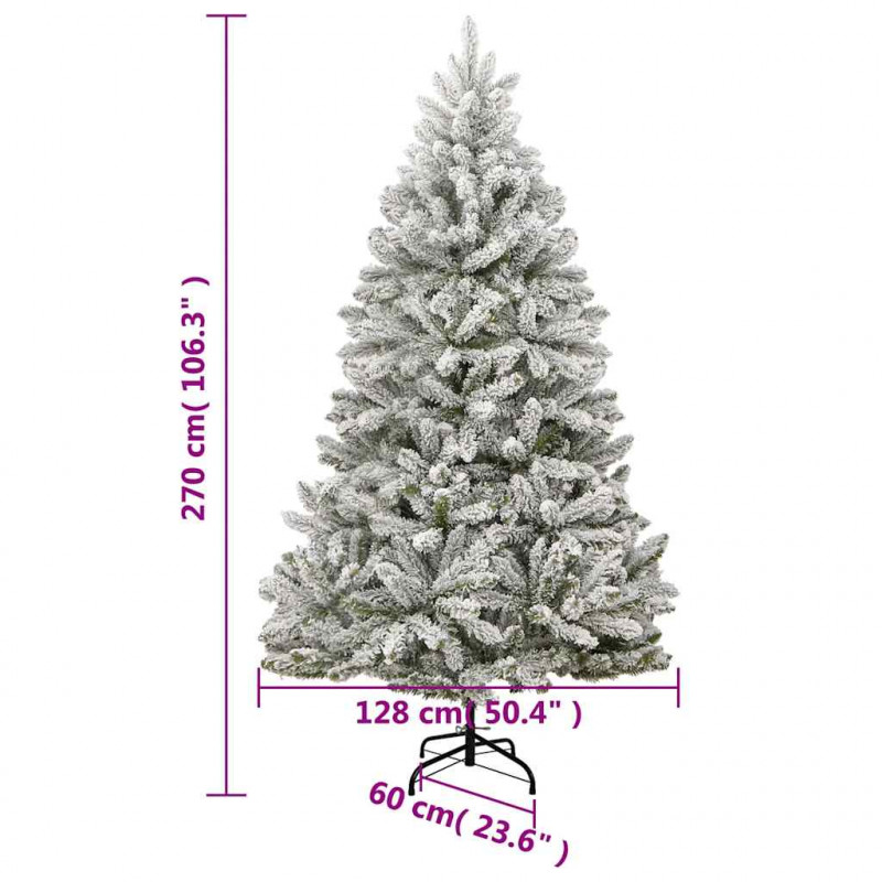 Sztuczna choinka na zawiasach, 300 lampek LED i bombki, 270 cm