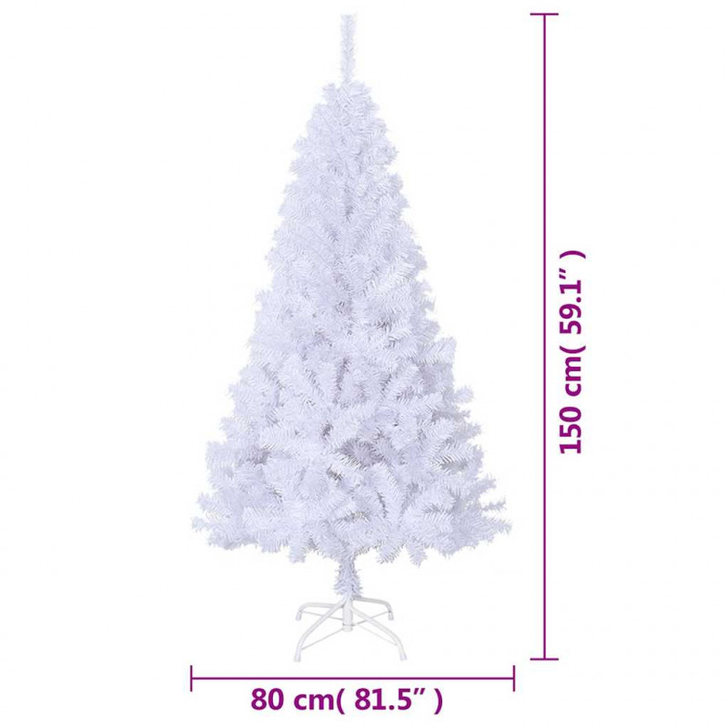 Sztuczna choinka o grubych gałązkach, biała, 150 cm, PVC