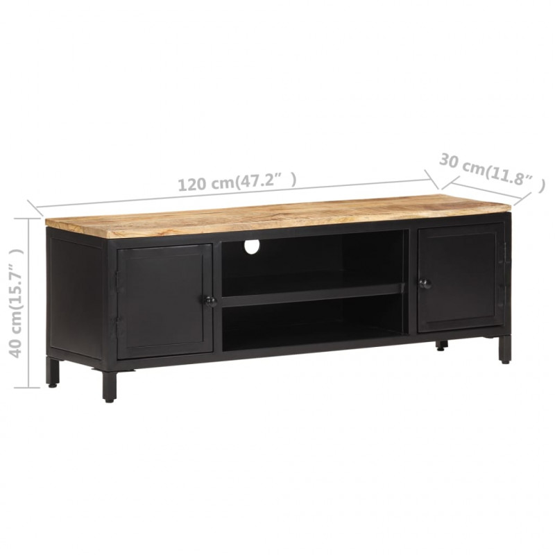 Szafka pod telewizor, 120x30x40 cm, surowe drewno mango