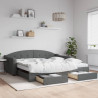 Sofa rozsuwana z szufladami, ciemnoszara, 100x200 cm, tkanina