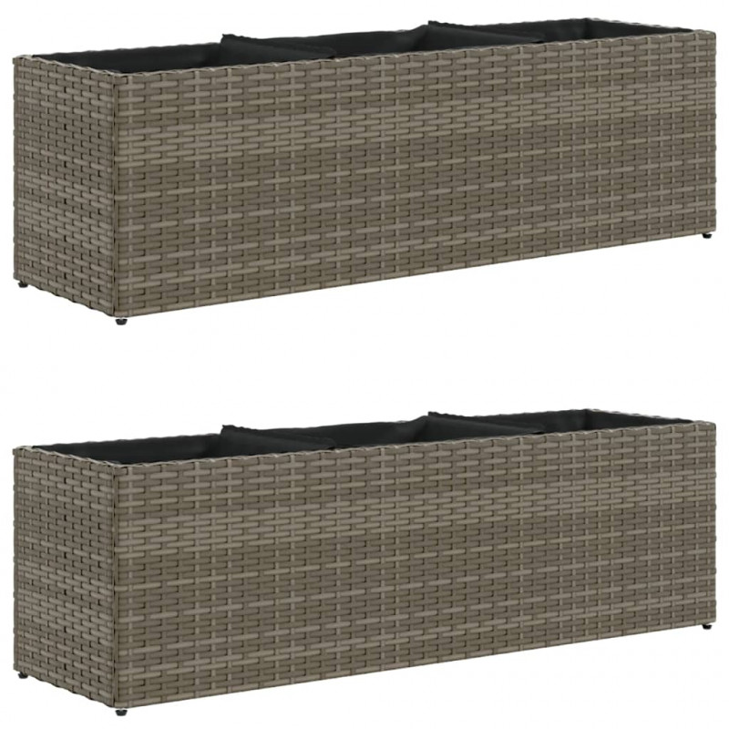 Donice ogrodowe z 3 wkładami, 2 szt., szare, 105x30x32 cm