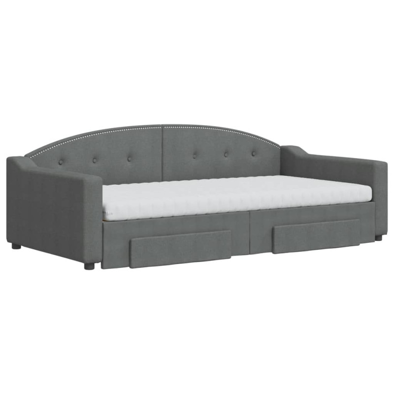 Sofa rozsuwana z szufladami, ciemnoszara, 100x200 cm, tkanina