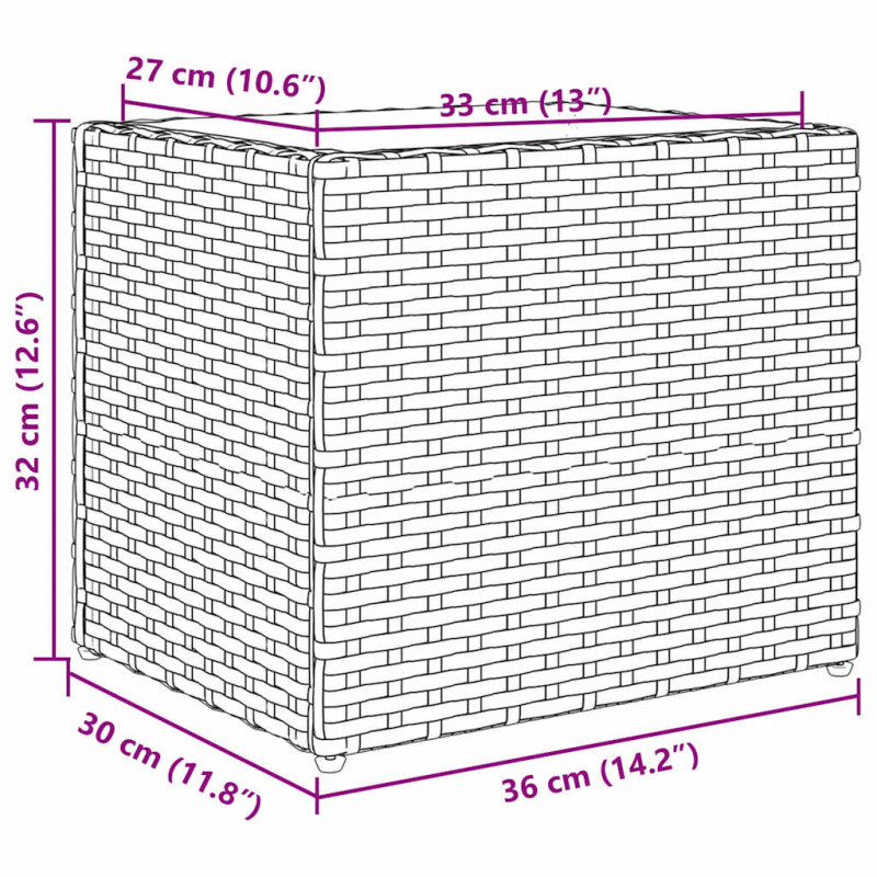 Donice ogrodowe, 2 szt., czarne, 36x30x32 cm, polirattan