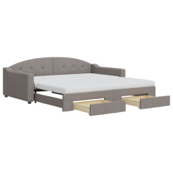 Sofa rozsuwana z szufladami, taupe, 100x200 cm, tkanina