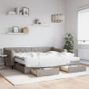 Sofa rozsuwana z szufladami, taupe, 90x200 cm, tkanina