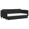 Sofa rozsuwana z szufladami, czarna, 100x200 cm, aksamit