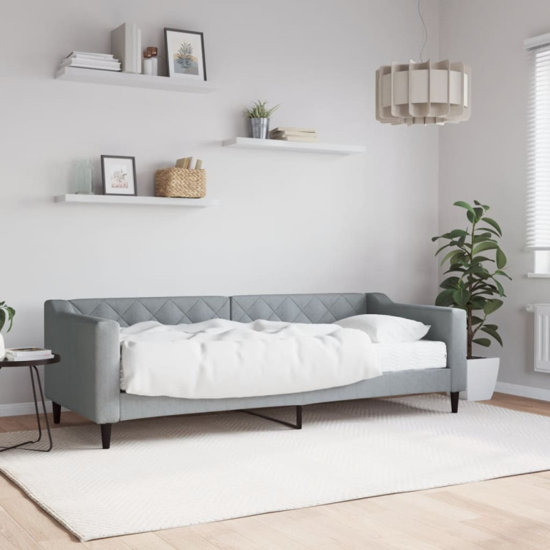 Sofa z materacem do spania, jasnoszara, 80x200 cm, tkanina