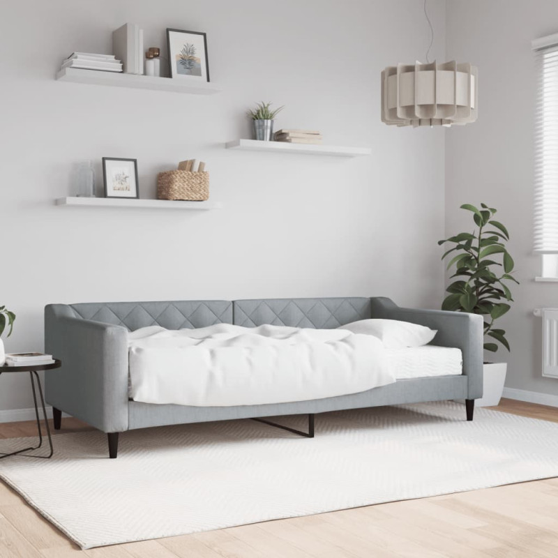 Sofa z materacem do spania, jasnoszara, 90x200 cm, tkanina