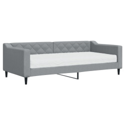 Sofa z materacem do spania, jasnoszara, 90x200 cm, tkanina
