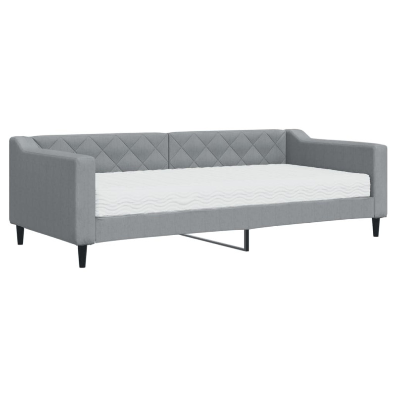 Sofa z materacem do spania, jasnoszara, 90x200 cm, tkanina