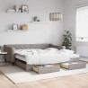 Sofa rozsuwana z szufladami, taupe, 100x200 cm, tkanina