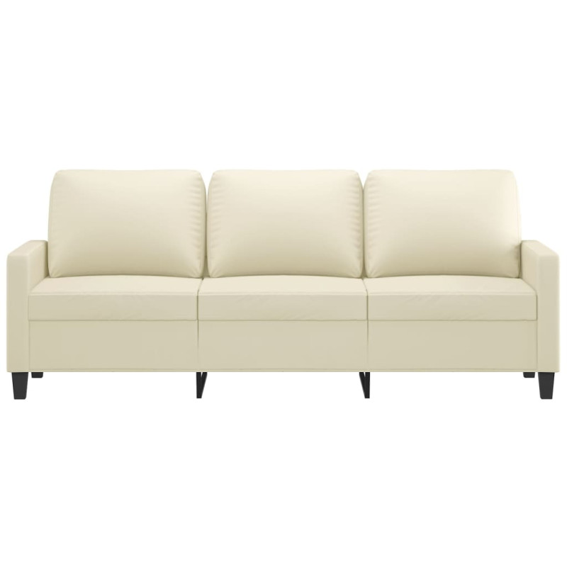 3-osobowa sofa, kremowa, 180 cm, sztuczna skóra