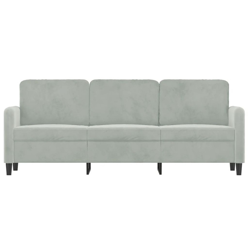 Sofa 3-osobowa, jasnoszara, 180 cm, tapicerowana aksamitem
