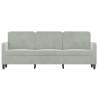Sofa 3-osobowa, jasnoszara, 180 cm, tapicerowana aksamitem