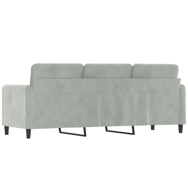 Sofa 3-osobowa, jasnoszara, 180 cm, tapicerowana aksamitem