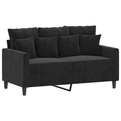 Sofa 2-osobowa, czarna, 120 cm, tapicerowana aksamitem