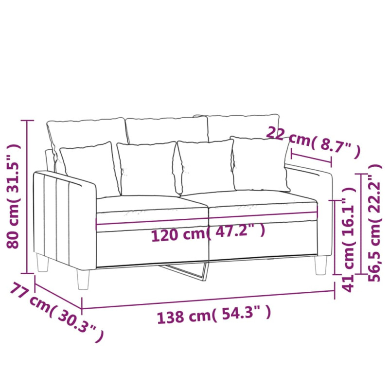 Sofa 2-osobowa, czarna, 120 cm, tapicerowana aksamitem