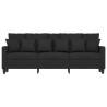 Sofa 3-osobowa, czarna, 180 cm, tapicerowana tkaniną