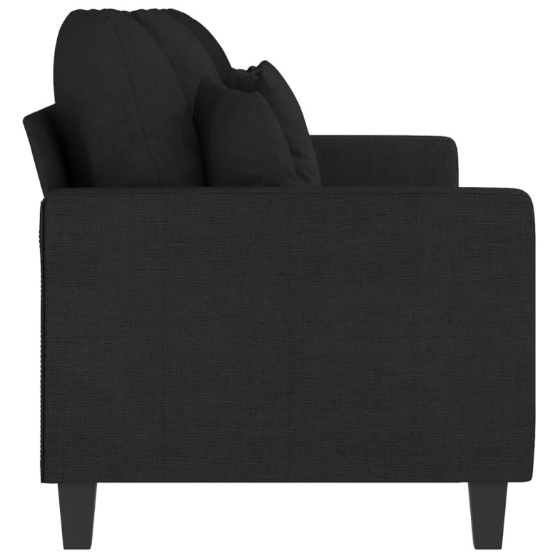Sofa 3-osobowa, czarna, 180 cm, tapicerowana tkaniną