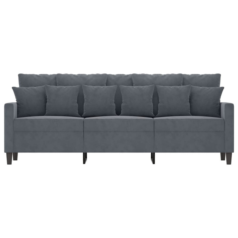 Sofa 3-osobowa, ciemnoszara, 180 cm, obita aksamitem