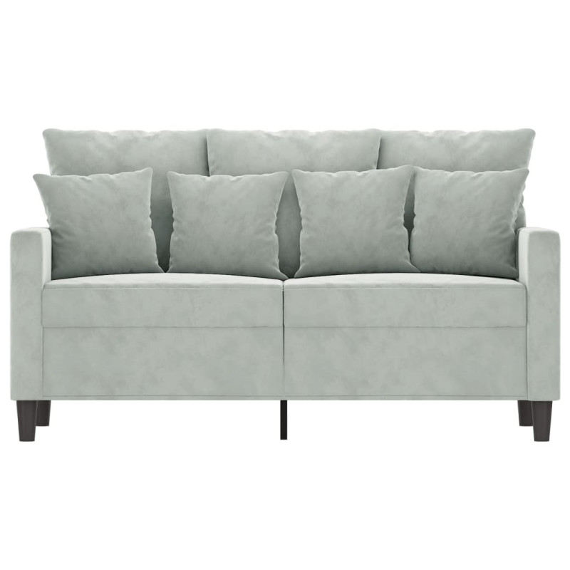 Sofa 2-osobowa, jasnoszara, 120 cm, tapicerowana aksamitem