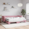 Sofa rozsuwana z materacami, różowa, 80x200 cm, aksamit