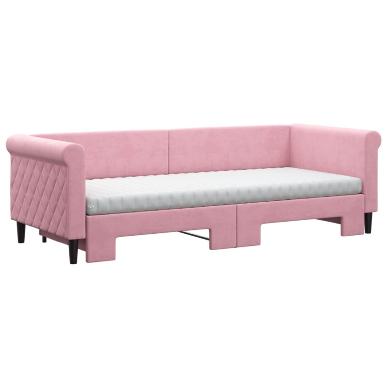 Sofa rozsuwana z materacami, różowa, 80x200 cm, aksamit