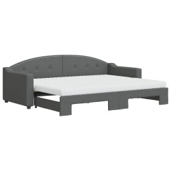 Sofa rozsuwana z materacami, ciemnoszara, 80x200 cm, tkanina