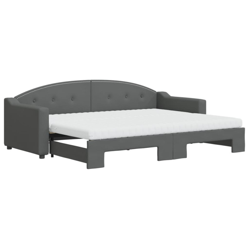 Sofa rozsuwana z materacami, ciemnoszara, 80x200 cm, tkanina