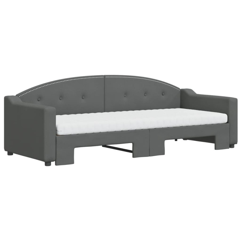 Sofa rozsuwana z materacami, ciemnoszara, 80x200 cm, tkanina