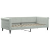 Sofa rozsuwana z szufladami, jasnoszara, 90x200 cm, aksamit
