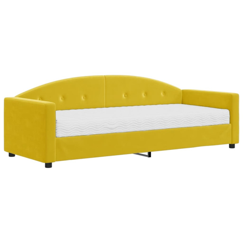 Sofa z materacem do spania, żółta, 80x200 cm, aksamit