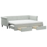 Sofa rozsuwana z szufladami, jasnoszara, 80x200 cm, aksamit