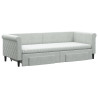 Sofa rozsuwana z szufladami, jasnoszara, 80x200 cm, aksamit