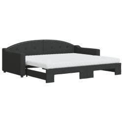 Sofa rozsuwana z materacami, czarna, 90x200 cm, tkanina