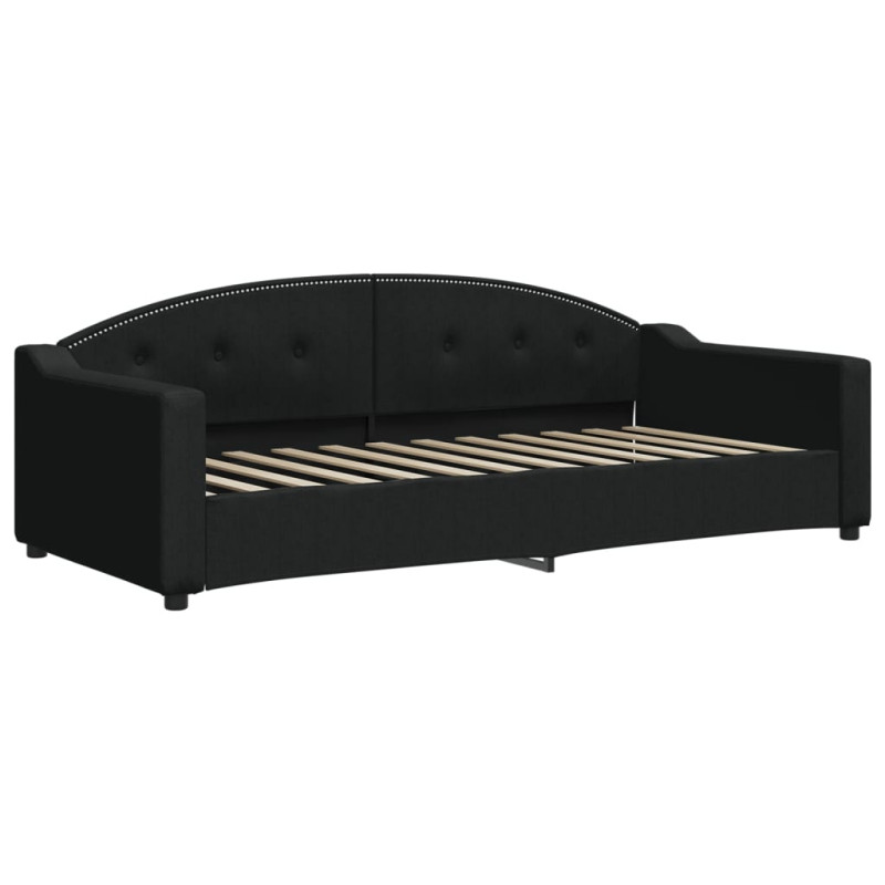 Sofa rozsuwana z materacami, czarna, 90x200 cm, tkanina
