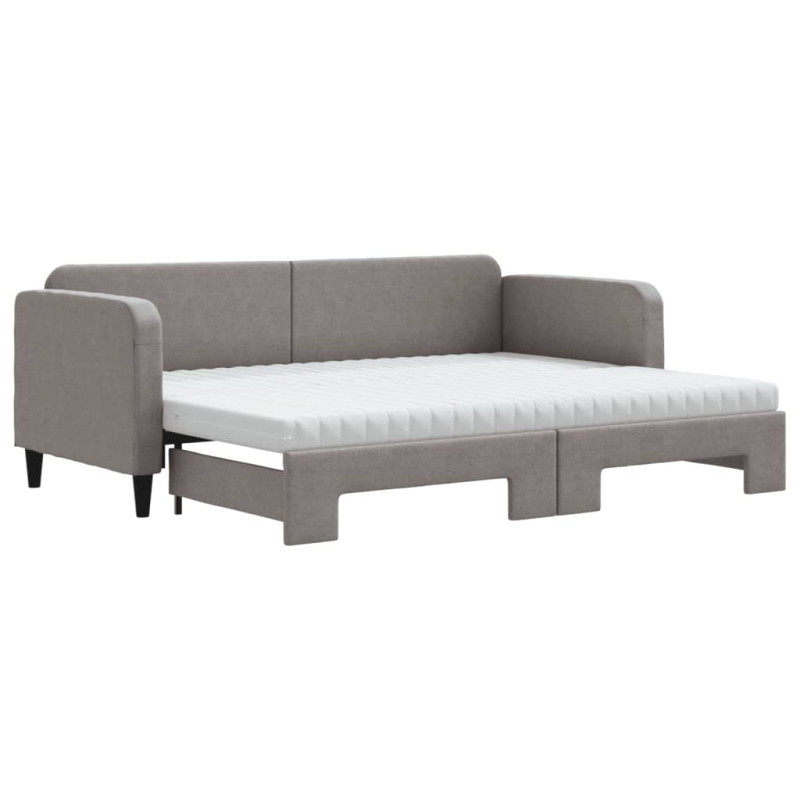 Sofa rozsuwana z materacami, kolor taupe, 80x200 cm, tkanina