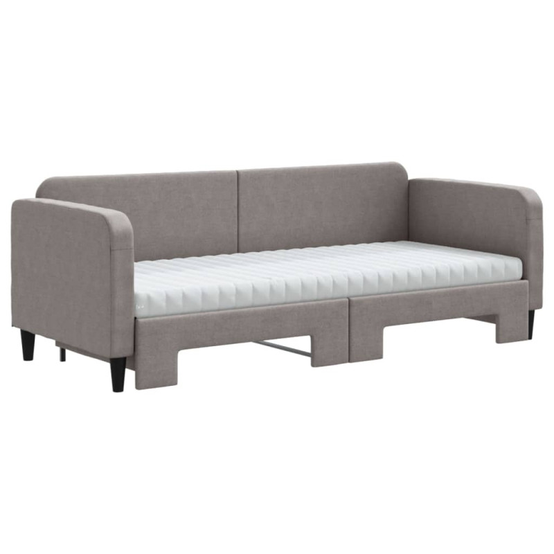 Sofa rozsuwana z materacami, kolor taupe, 80x200 cm, tkanina