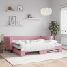 Sofa rozsuwana z materacami, różowa, 90x200 cm, aksamit