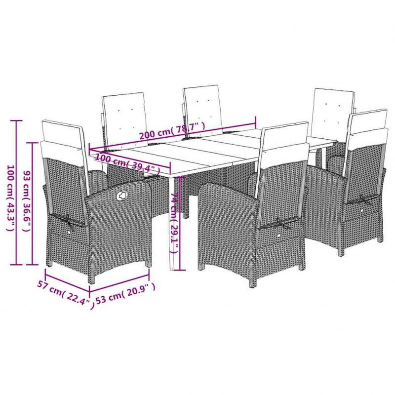 7-cz. zestaw mebli ogrodowych z poduszkami, beżowy, polirattan