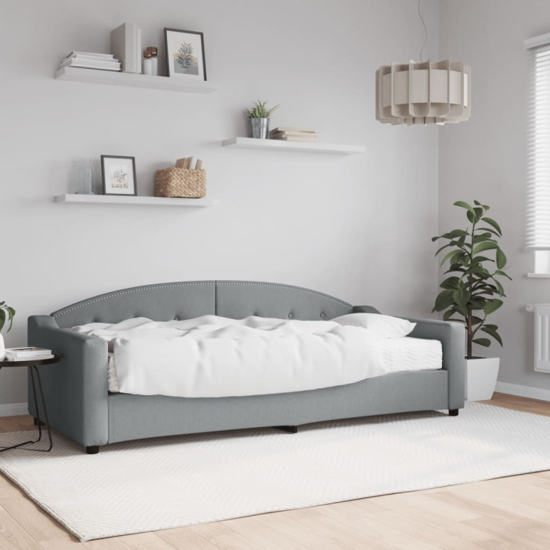 Sofa z materacem do spania, jasnoszara, 90x200 cm, tkanina